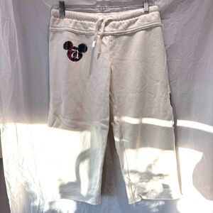 Disney Parks sweatpants ivory fleece lined crop SZ S. NWOT